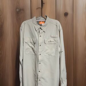 Habit Shirt Mens‎ Large Brown Tank Long Roll Tab Sleeve Button Up Outdoors...